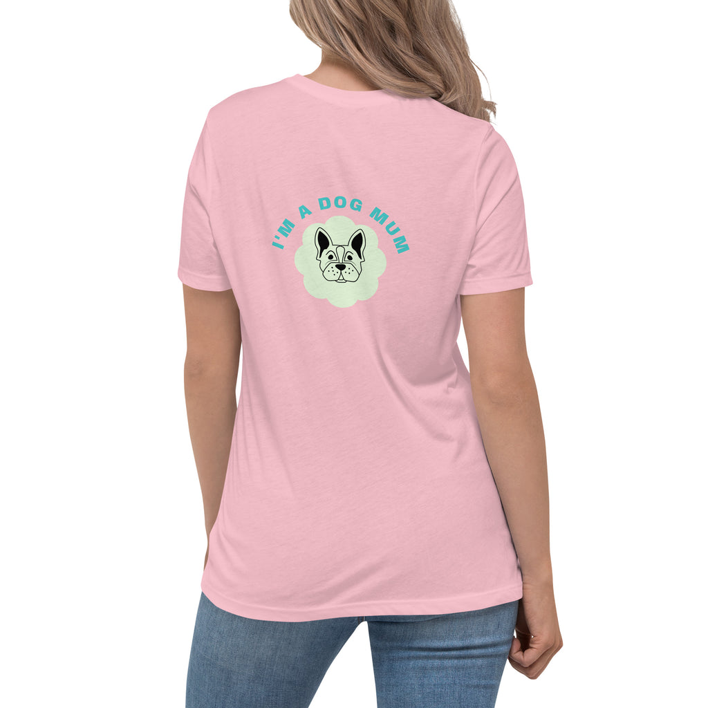 T-shirt rose à imprimé au dos chien et texte