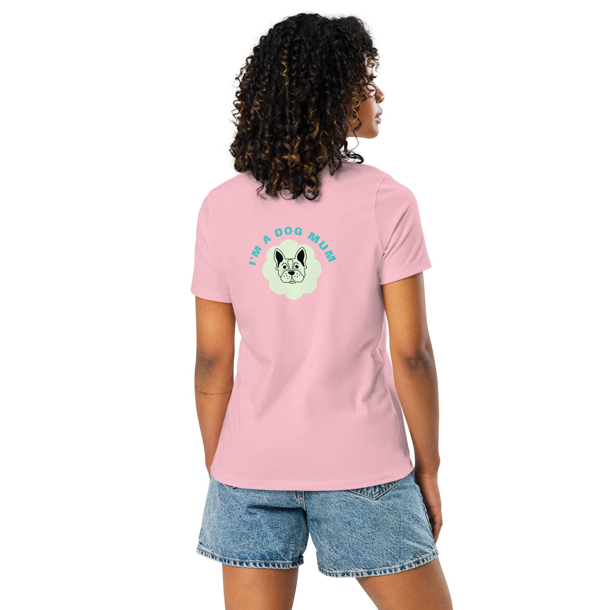 T-shirt rose à imprimé au dos chien