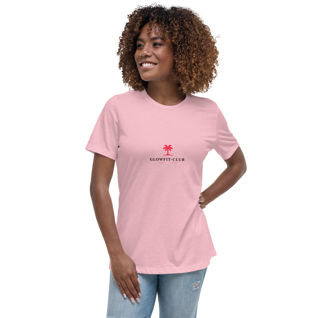 T-shirt rose à motif logo «GLOWFIT-CLUB» sur la poitrine