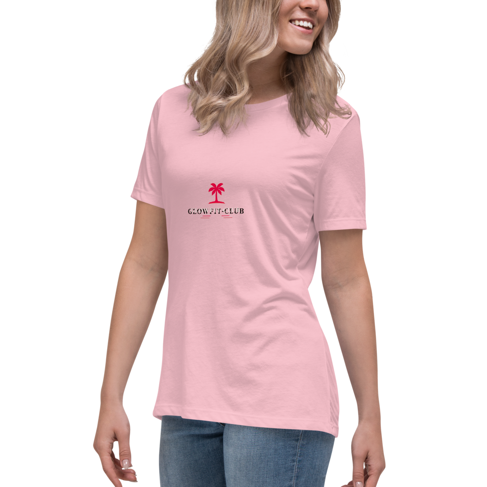 T-shirt rose manches courtes avec logo GlowFit-Club au centre devant