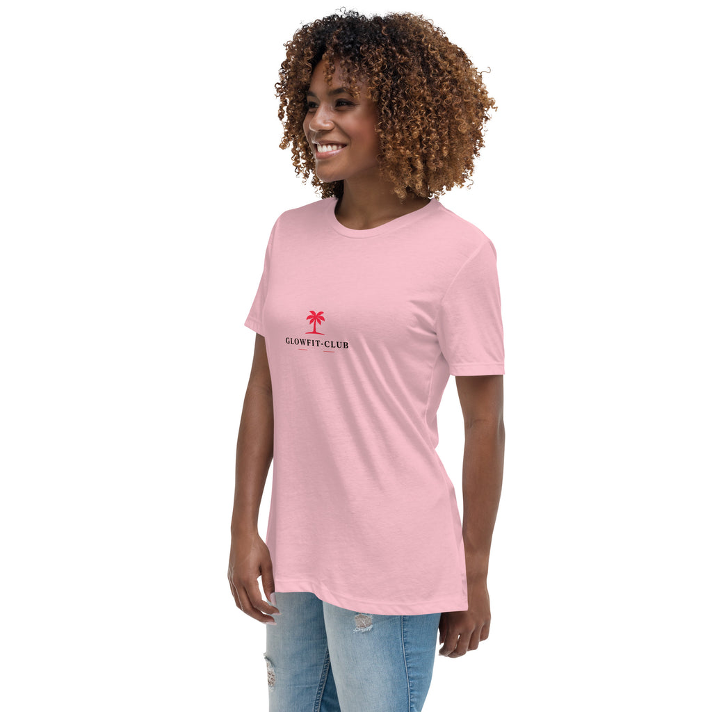 T-shirt rose à encolure ronde et motif «GLOWFIT-CLUB»