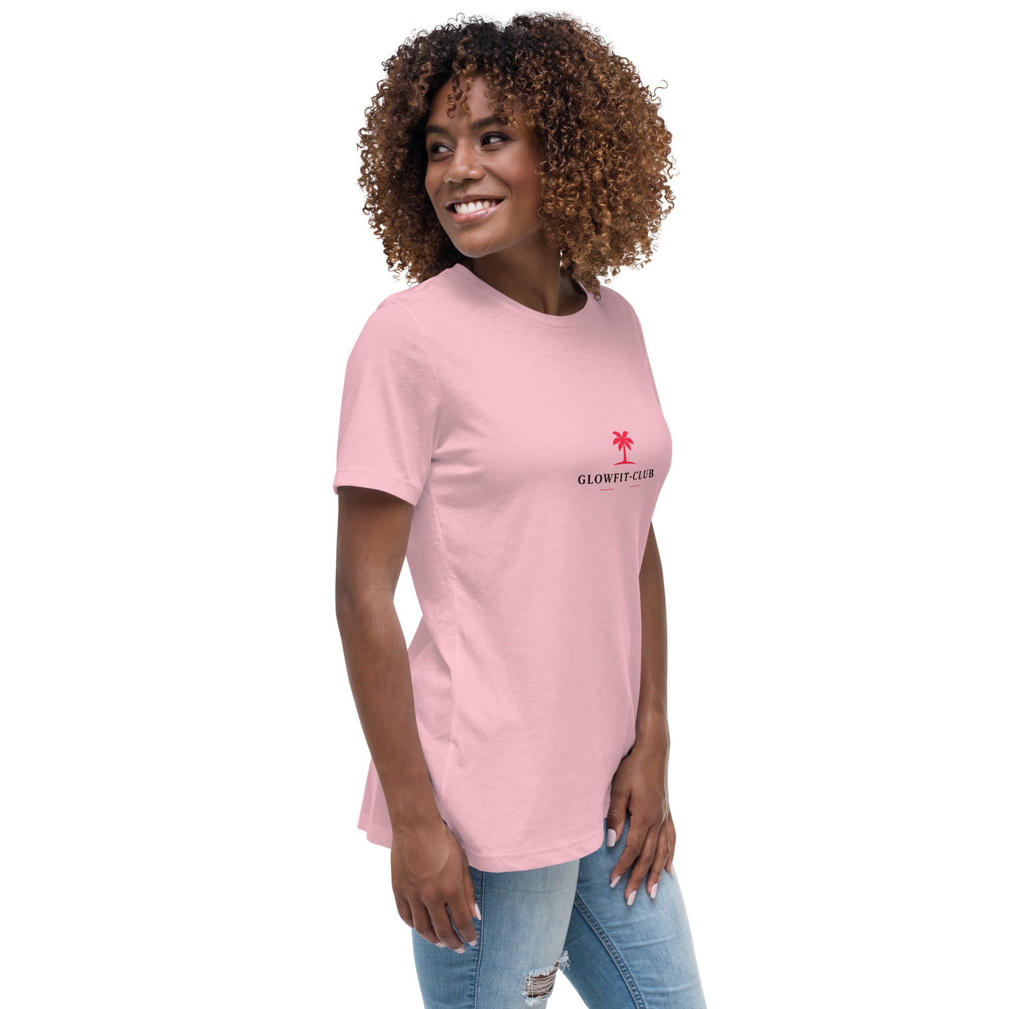 T-shirt rose à motif discret sur la poitrine, encolure ronde